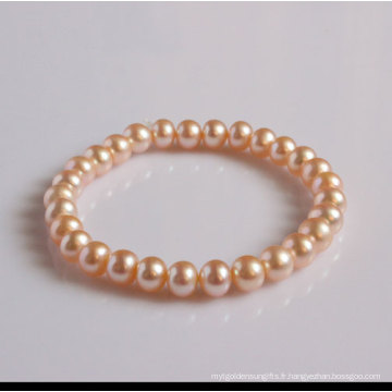 Bracelet en élastique à perles d&#39;eau douce naturelle (EB1504)